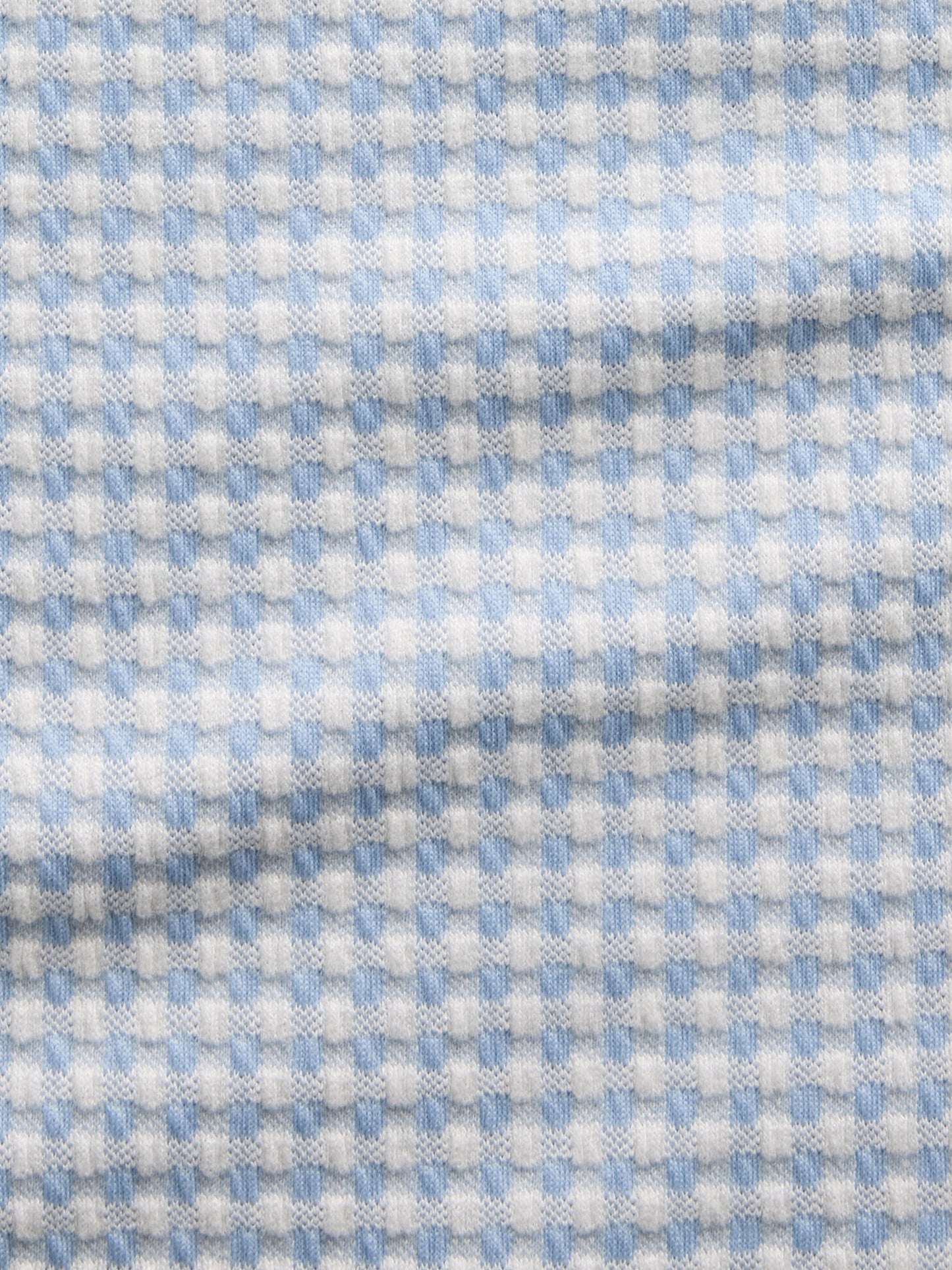 Açık Mavi Gingham Pointelle Shell Kolsuz Bluz