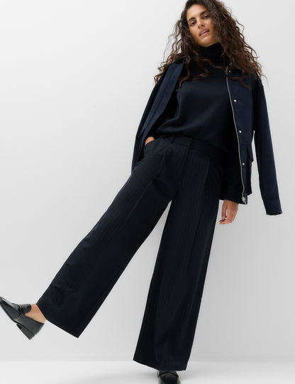 Çizgili Wide Leg Pantolon