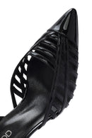 Kadın Siyah Arkası Açık Rugan Deri Ince Topuklu Ayakkabı