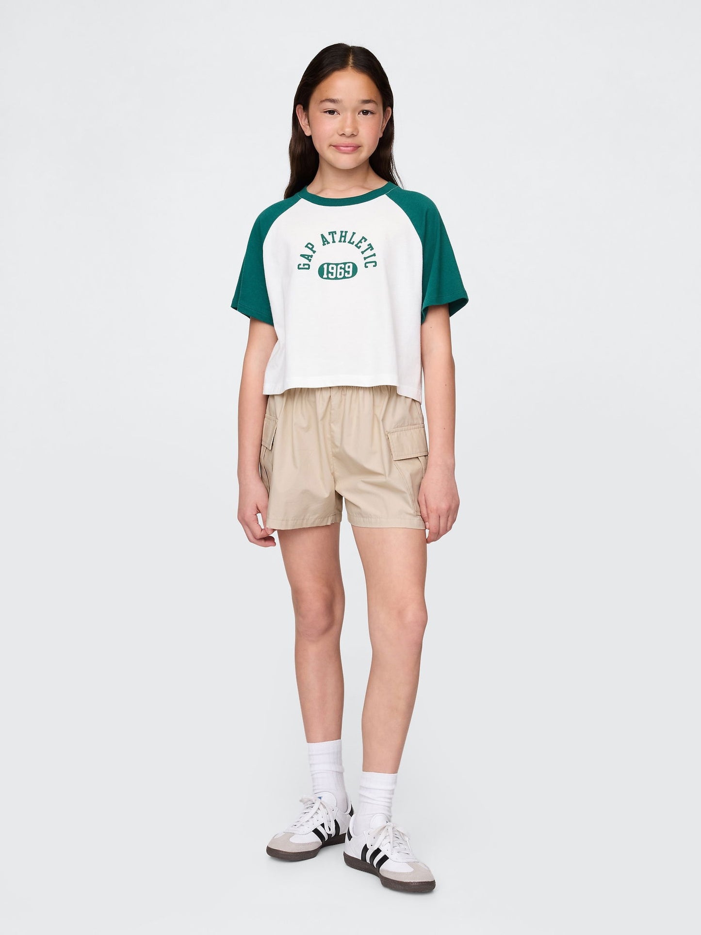 Bej Kids Poplin Kolay Kargo Şortları