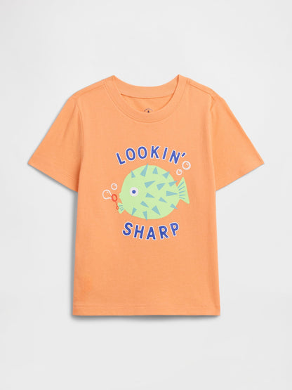 Turuncu Grafik Baskılı T-shirt