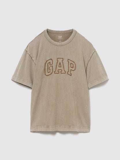 Açık Kahverengi Heavyweight Gap Logo Relaxed Crop T-shirt
