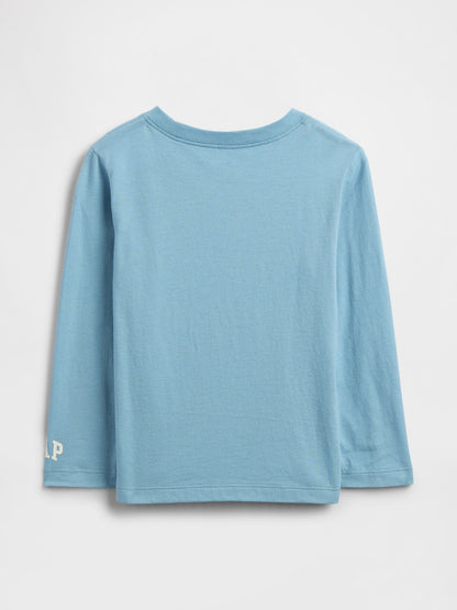 Açık Mavi Gap × Disney Grafik Baskılı T-shirt