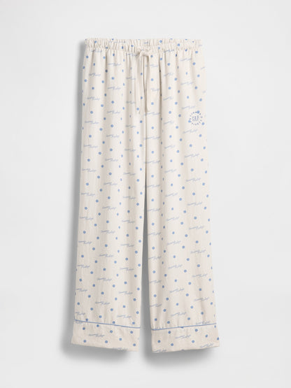 Kırık Beyaz Gap × Summer Fridays Relaxed Flannel Dotted Pijama Altı