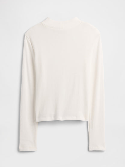 Beyaz Ribana Mockneck T-shirt