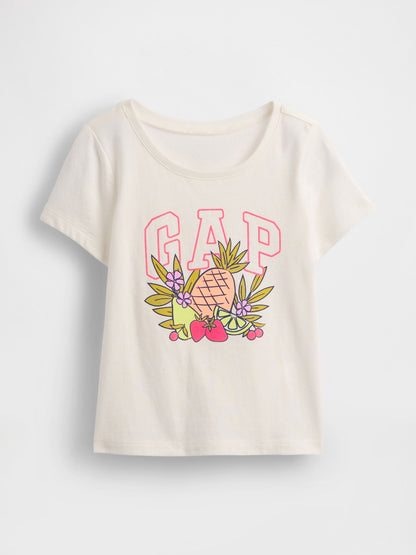 Kırık Beyaz Gap Logo Grafikli T-shirt