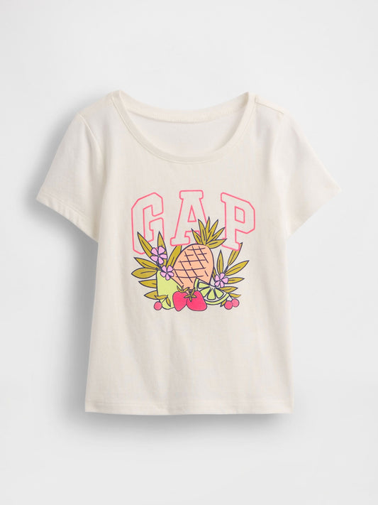 Kırık Beyaz Gap Logo Grafikli T-shirt