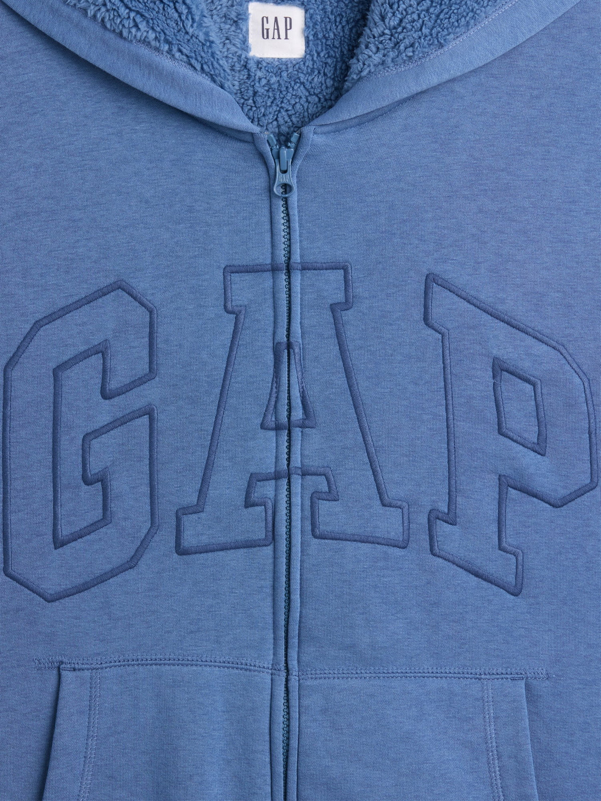 Açık Mavi Relaxed Gap Logo Sherpa Astarlı Fermuarlı Sweatshirt