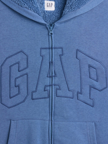 Açık Mavi Relaxed Gap Logo Sherpa Astarlı Fermuarlı Sweatshirt