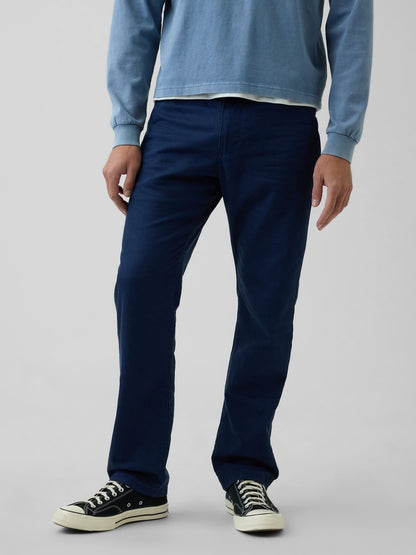 Açık Gri Keten Karışımlı Relaxed Straight Pantolon