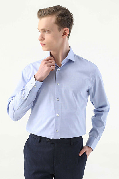 Damat Slim Fit Mavi Düz Nano Care Gömlek