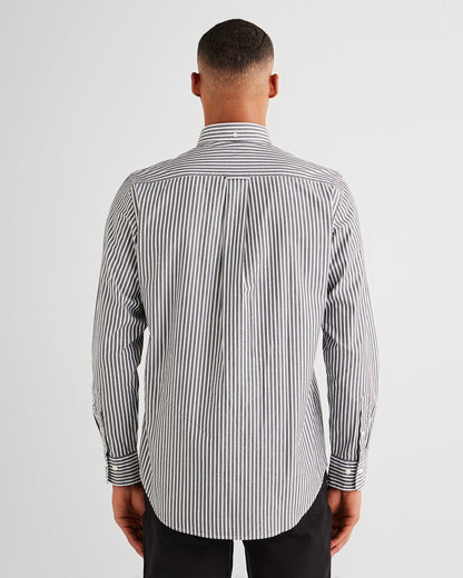 Gant Erkek Siyah Regular Fit Düğmeli Yaka Çizgili Gömlek