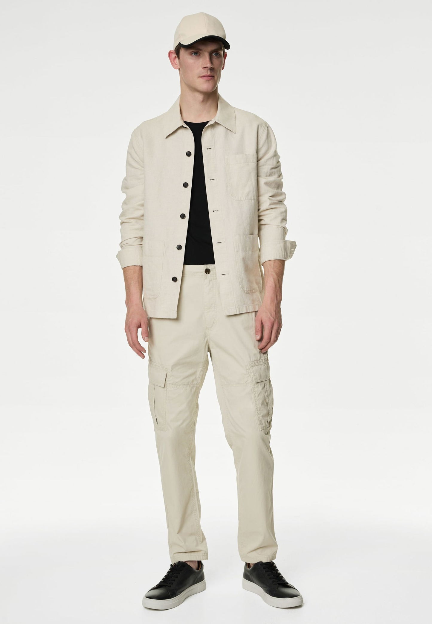 Saf Pamuklu Tapered Fit Kargo Pantolon