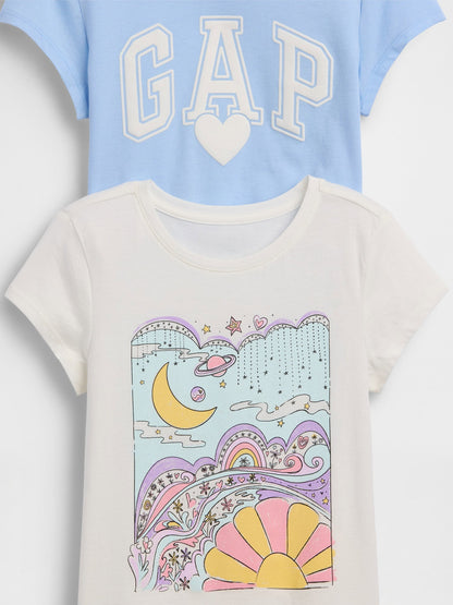 Açık Mavi Grafik Baskılı T-shirt (2’li)