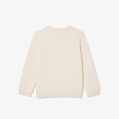 Lacoste Çocuk Bisiklet Yaka Desenli Krem Sweatshirt