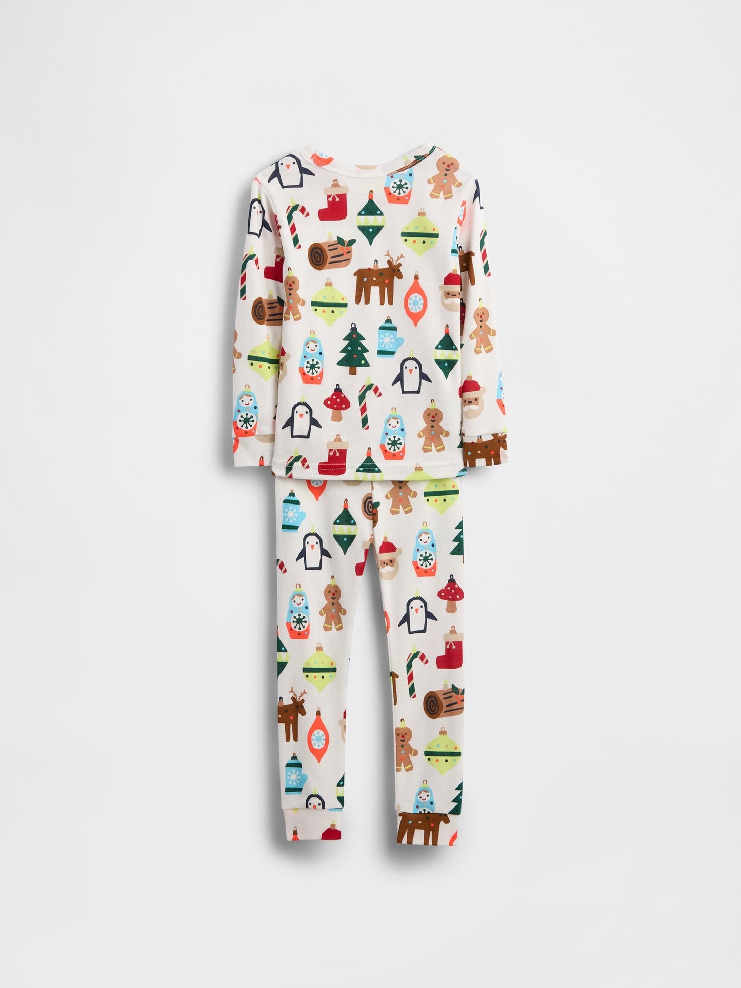 Beyaz Organik Brushed Pamuk Holiday Pijama Takımı