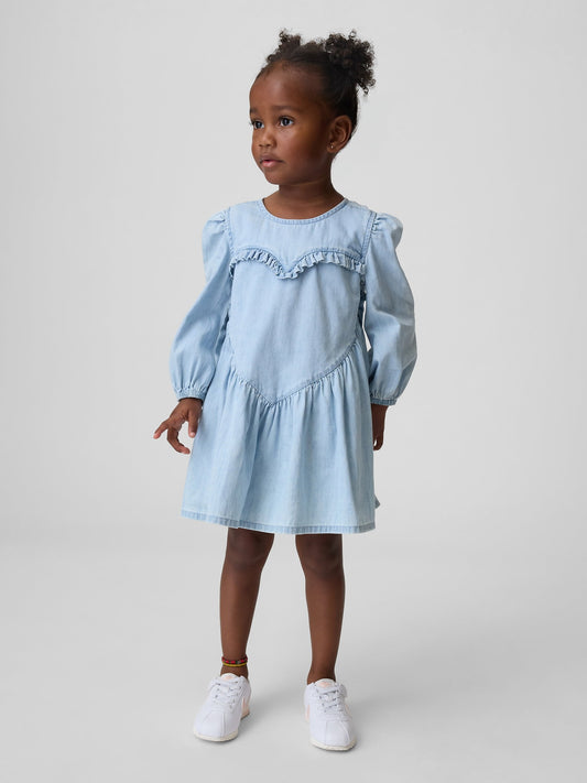 Mavi Denim Ruffle Heart Elbise