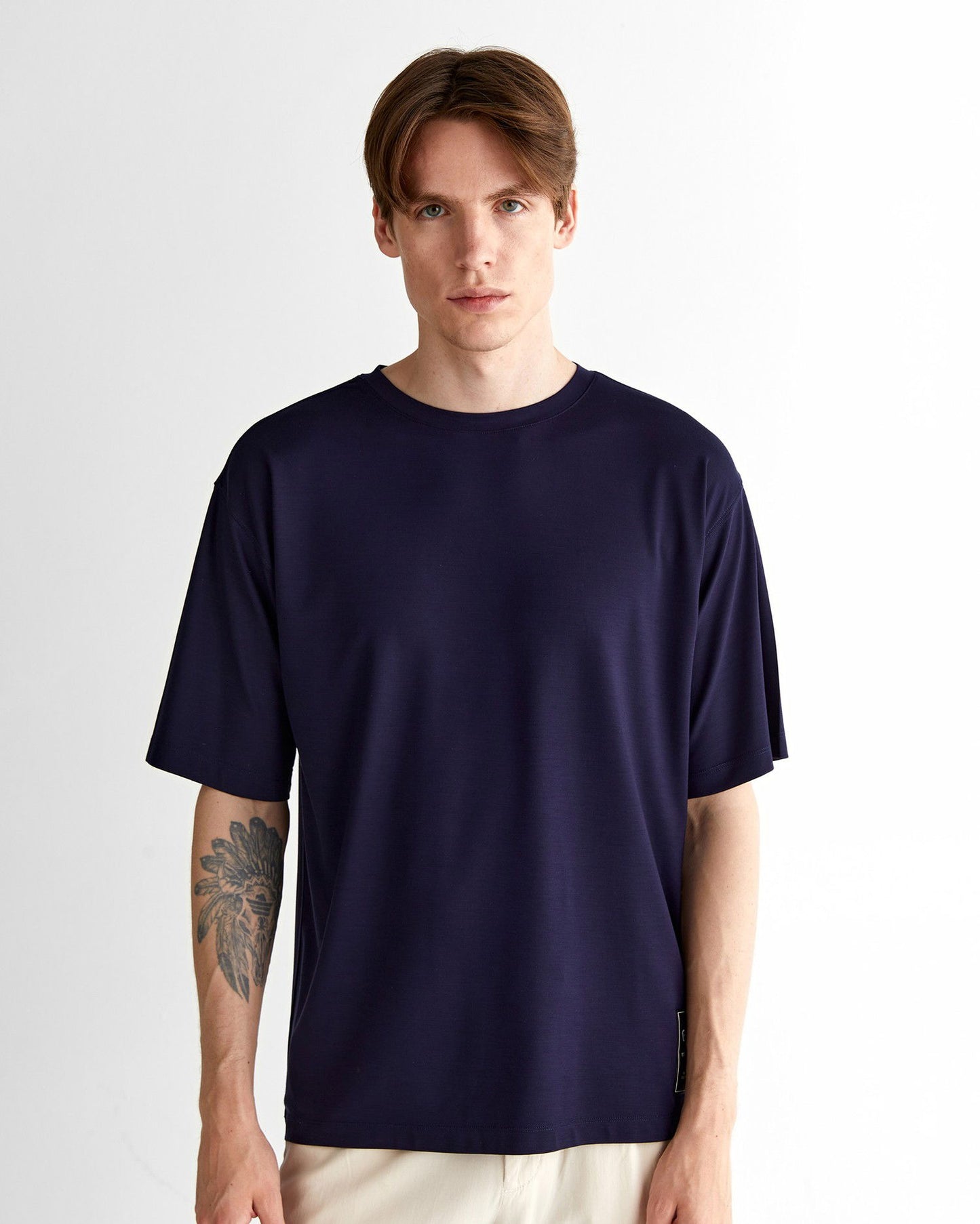 Gant Erkek Lacivert Relaxed Fit Bisiklet Yaka Logolu T-shirt