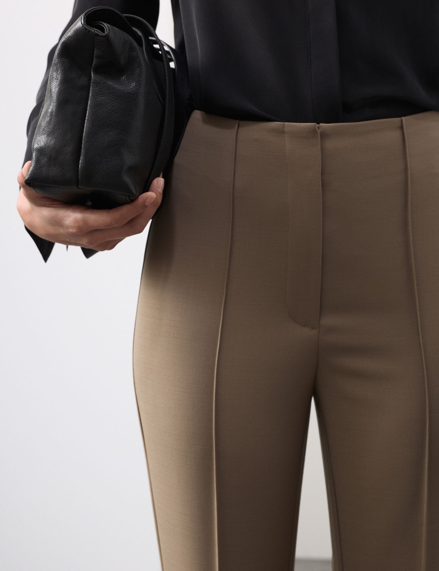 Yün Karışımlı Dikiş Detaylı Flared Pantolon