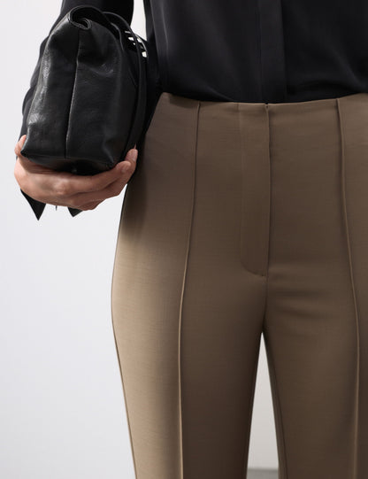 Yün Karışımlı Dikiş Detaylı Flared Pantolon