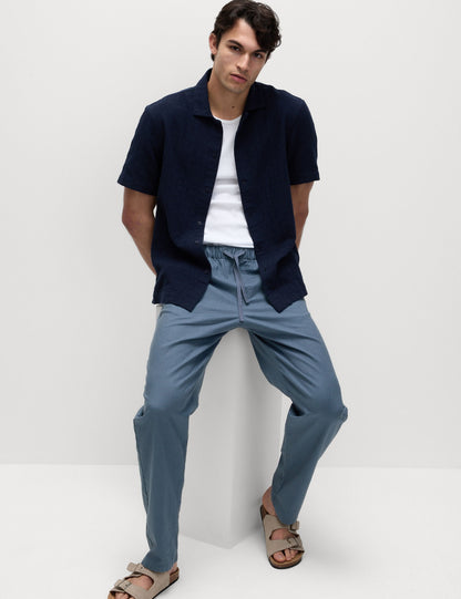 Loose Fit Pamuk Keten Karışımlı Pantolon