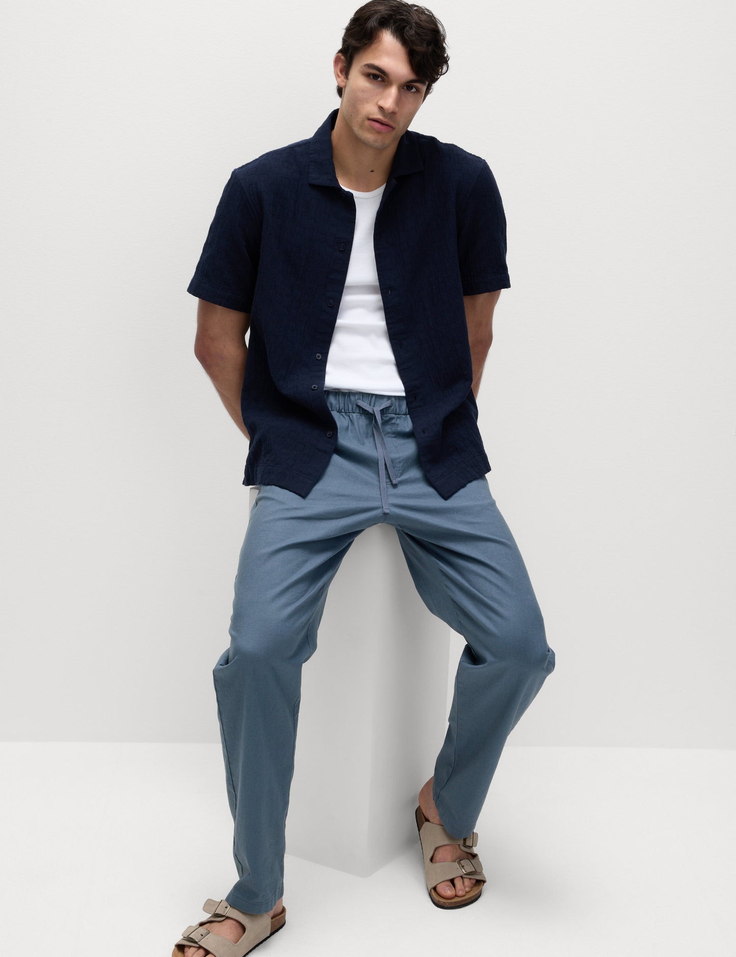 Loose Fit Pamuk Keten Karışımlı Pantolon