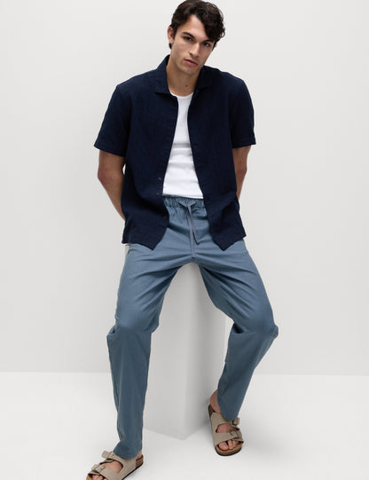 Loose Fit Pamuk Keten Karışımlı Pantolon