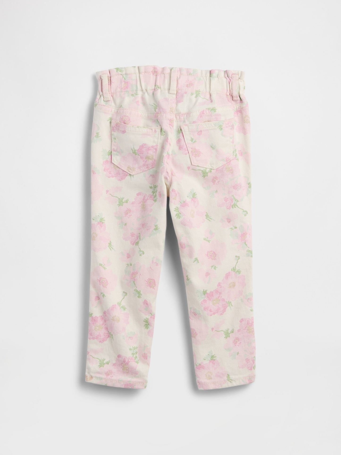 Açık Pembe Baskılı Paperbag Mom Jean Pantolon