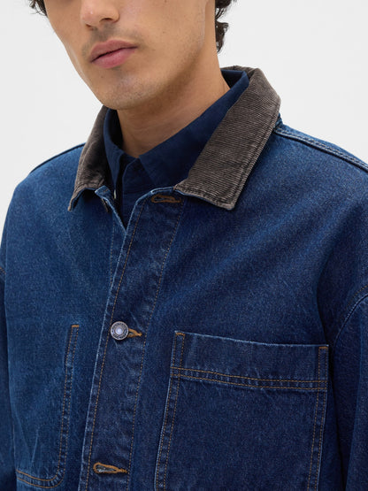 Lacivert Relaxed Denim Barn Ceket