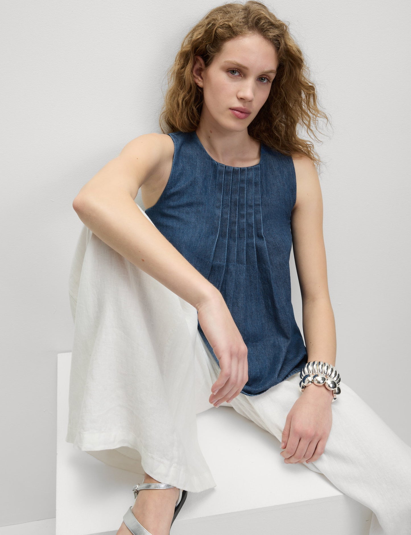 Saf Pamuk Denim Bluz