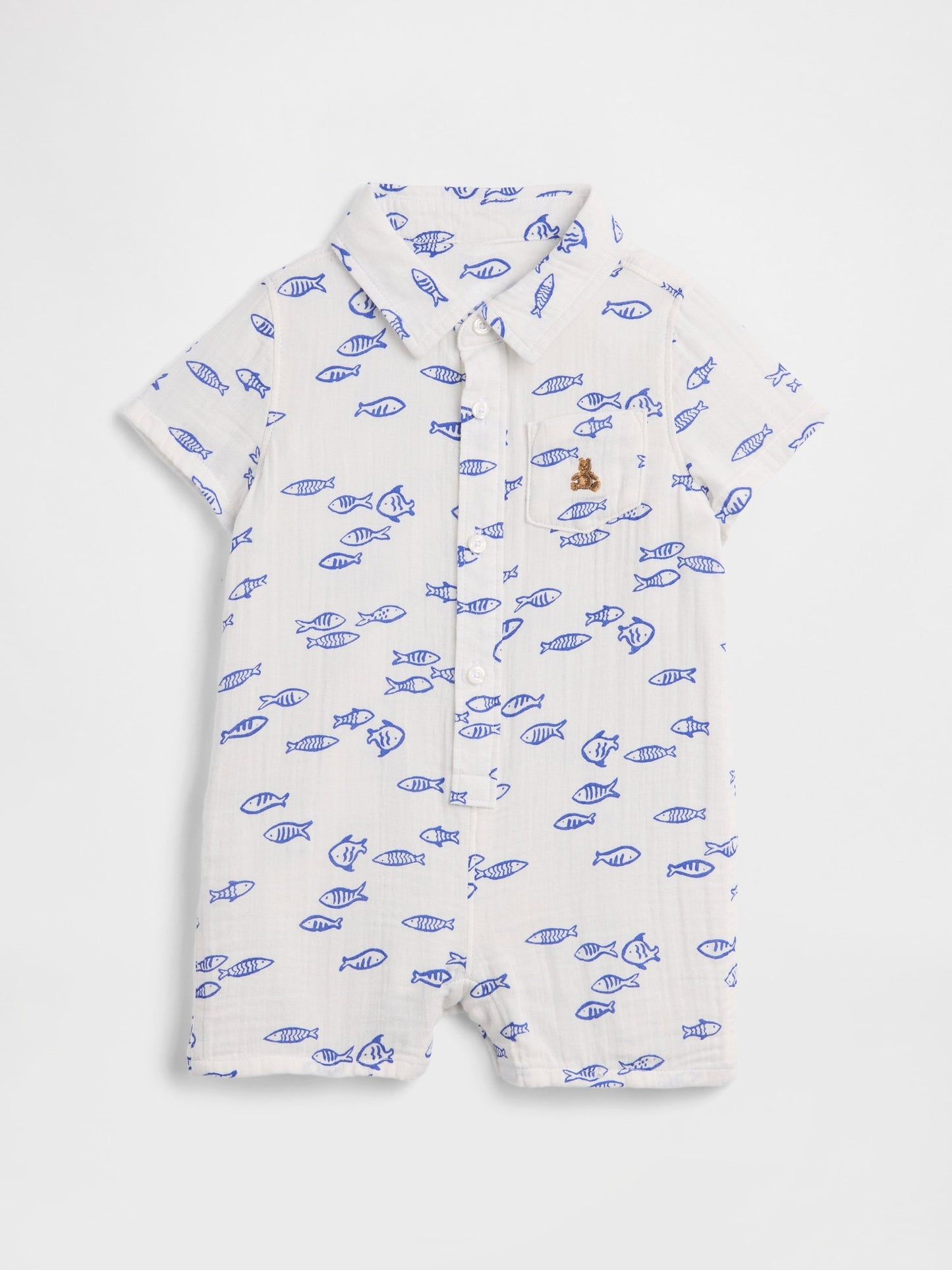 Beyaz Baby Brannan Bear Baskılı Tulum