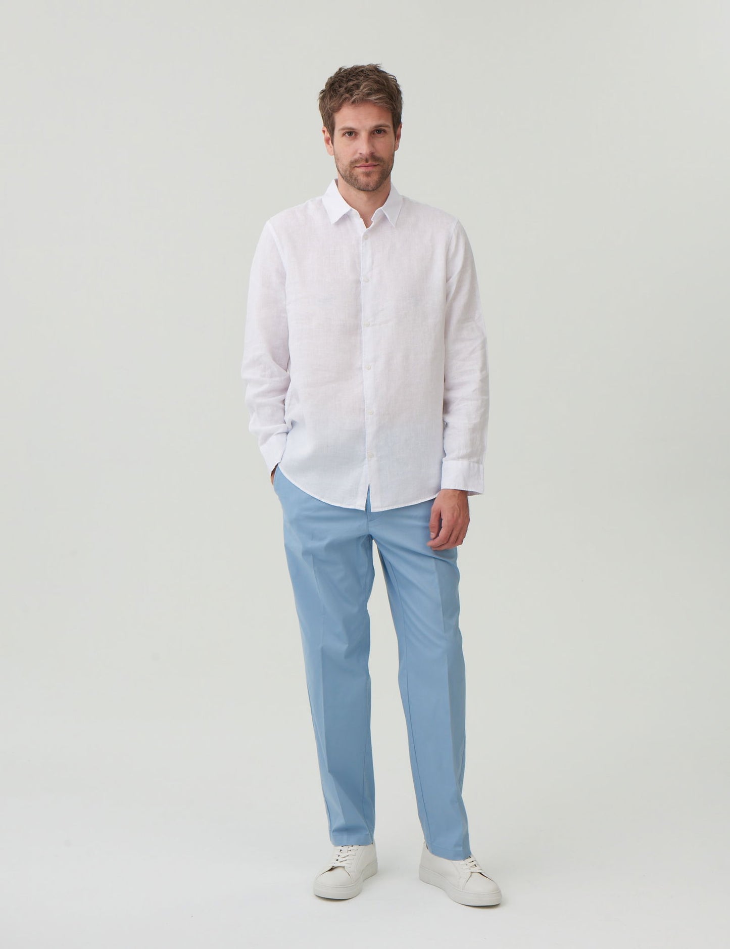 Regular Fit Hafif Dokulu Chino Pantolon