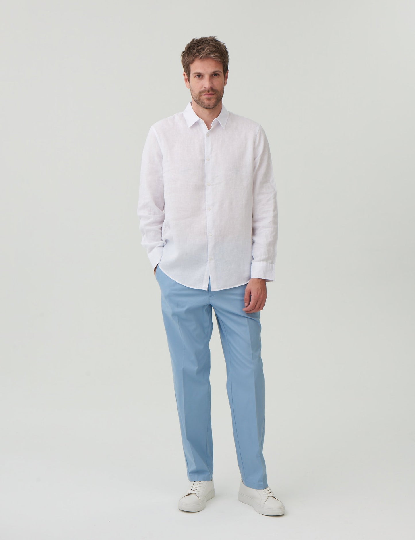 Regular Fit Hafif Dokulu Chino Pantolon