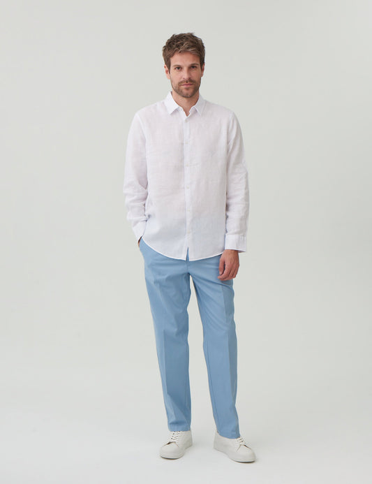 Regular Fit Hafif Dokulu Chino Pantolon