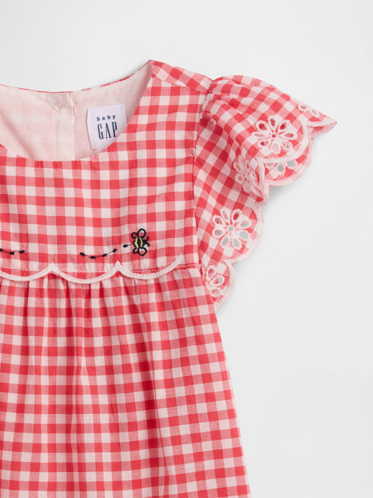 Kırmızı Eyelet Gingham Outfit Set