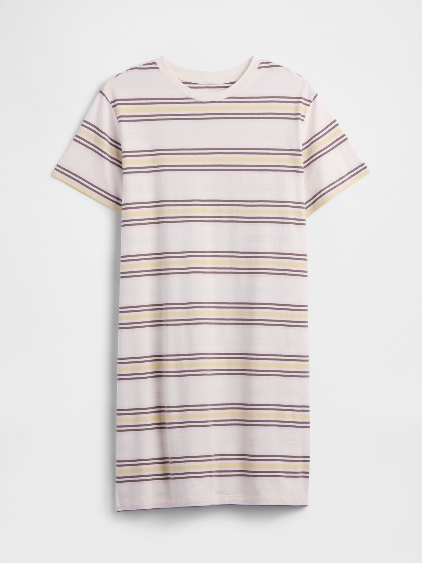 Beyaz Relaxed Stripe Mini T-shirt Elbise