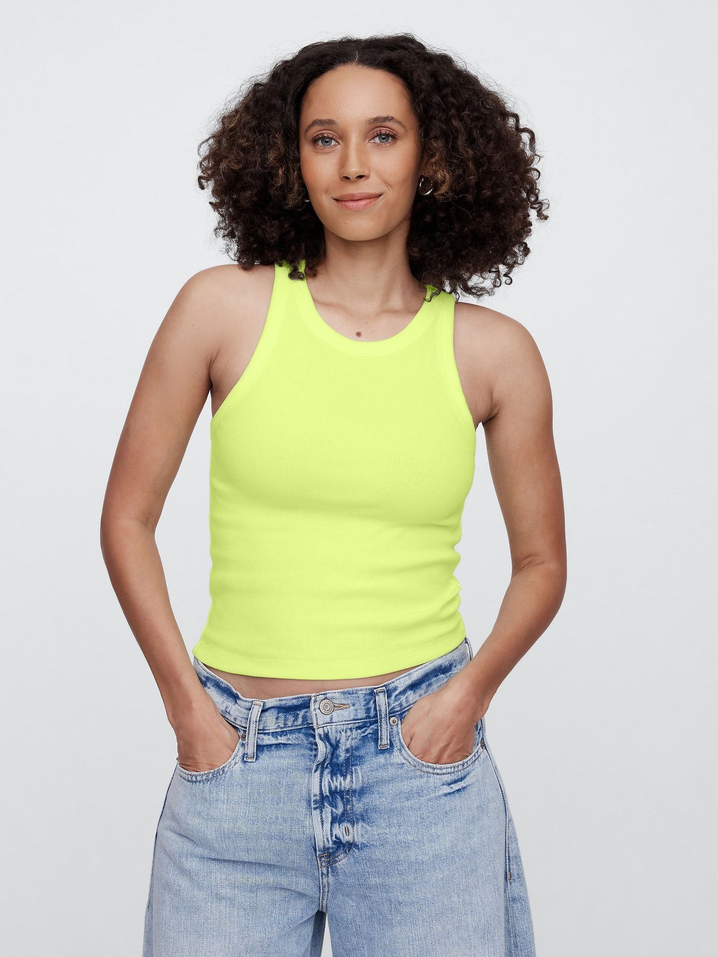 Açık Sarı Ribana Crop Atlet