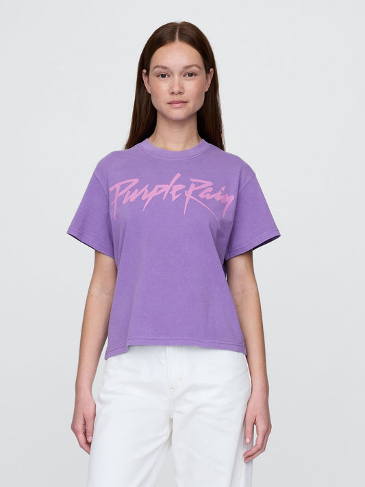 Mor Purple Rain Relaxed Grafik Baskılı T-shirt