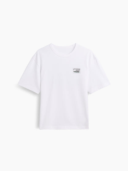 Beyaz Heavyweight Gap Pioneer Grafik Baskılı T-shirt