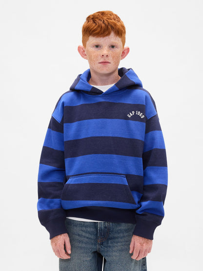 Mavi Rugby Çizgili Gap Logo Sweatshirt