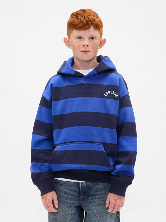 Mavi Rugby Çizgili Gap Logo Sweatshirt