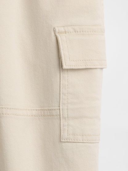 Krem Baggy Kargo Jean Pantolon