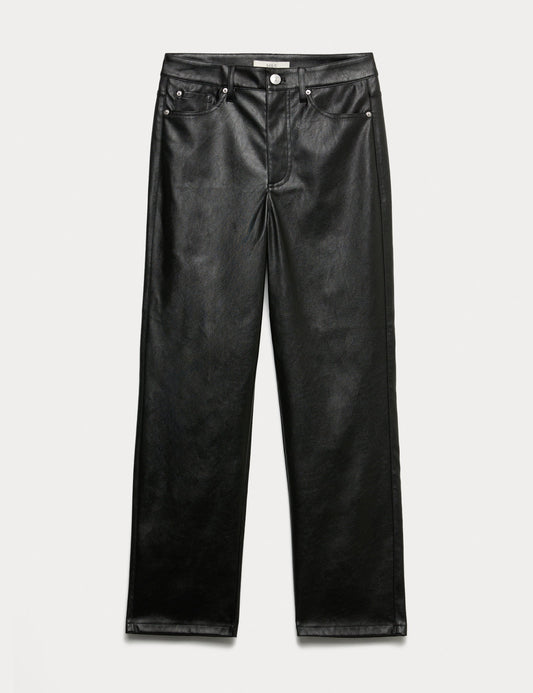 Suni Deri Straight Leg Pantolon