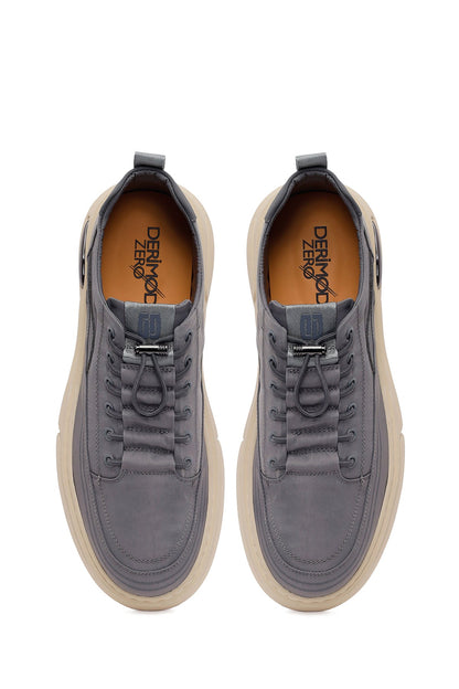 Derimoz Zero Erkek Gri Bağcıklı Kumaş Sneaker