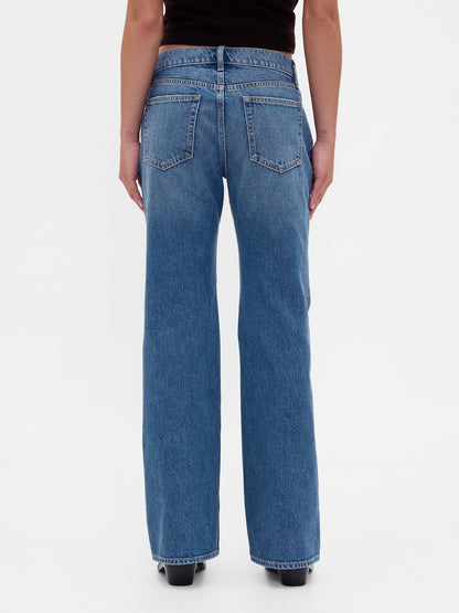 Açık Mavi Mid Rise Rigid Relaxed Flare Jean Pantolon