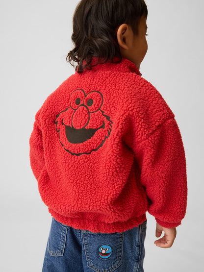 Kırmızı Sesame Street Sherpa Fermuarlı Sweatshirt