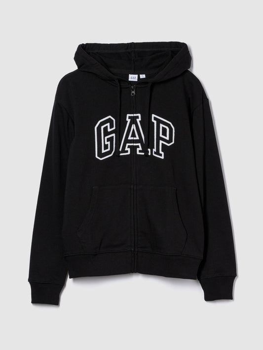 Siyah Gap Logo Relaxed Fermuarlı Sweatshirt