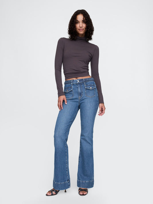 Mavi High Rise Braided '70s Flare Jean Pantolon