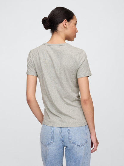 Açık Gri V Yaka T-shirt
