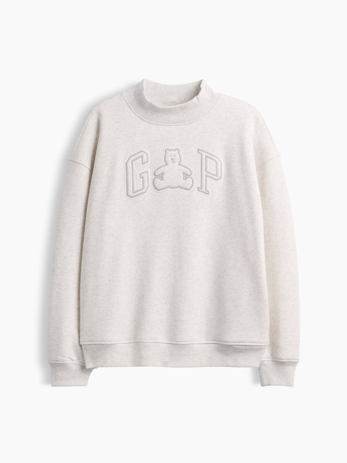 Açık Gri Vintagesoft Oversized Mockneck Logo Sweatshirt